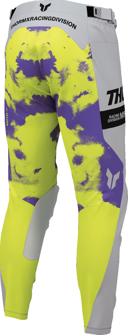 THOR Launchmode Bleach Pants in gray and acid wash, US 30, featuring a relaxed fit and distressed style, front view.