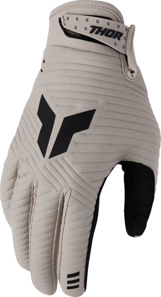 THOR Launchmode CW gloves in 2XL size, sand color, with protective padding and adjustable wrist closure for motorcycle riding.