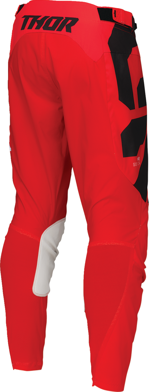 Red THOR Launchmode Forge motocross pants in US 30 with reinforced durability and enhanced ventilation for riding comfort.