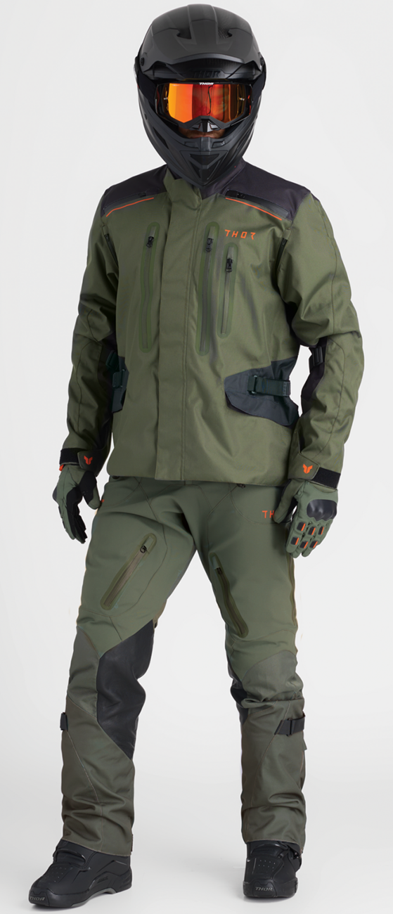 THOR, THOR Range Jacket Army/Orange 3XL - Waterproof and Breathable Motorcycle Gear with RHEON® Body Protection