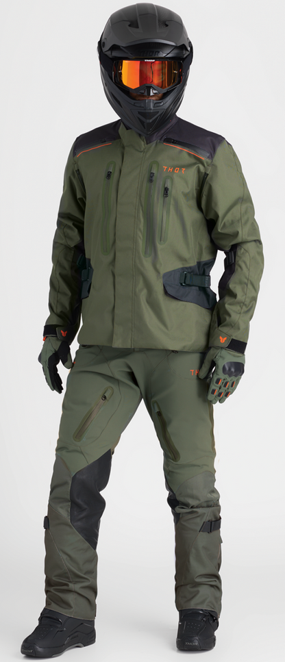 THOR, THOR Range Jacket Army/Orange 3XL - Waterproof and Breathable Motorcycle Gear with RHEON® Body Protection