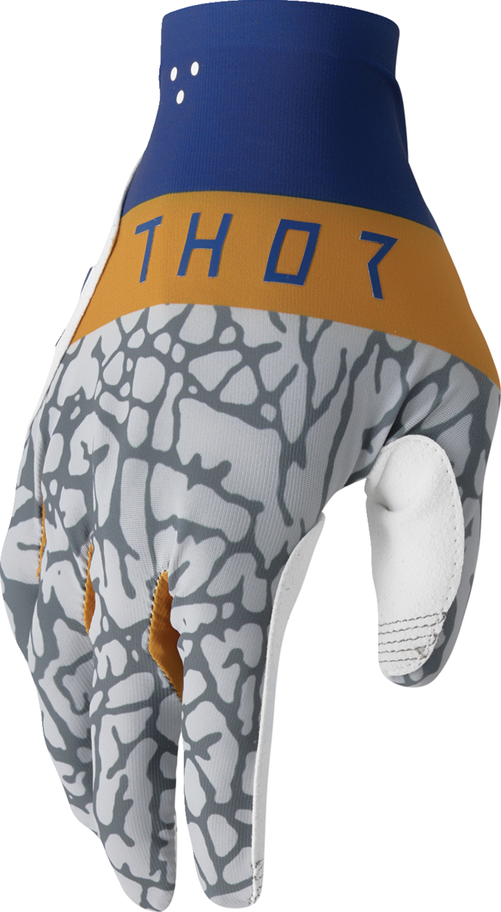 THOR Sportmode Bravo Gloves in navy and copper, large size, featuring protective padding and durable material.