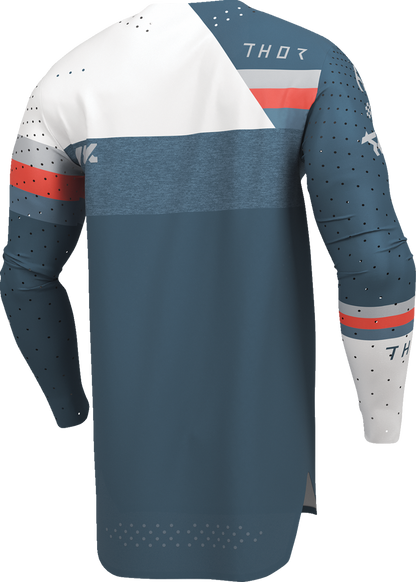 Blue and white THOR Sportmode League Jersey in 2XL size, featuring the THOR brand logo and sporty design elements.