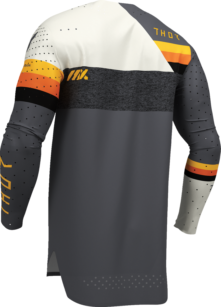 Charcoal and white THOR Sportmode League Jersey in small size, featuring sleek design and breathable fabric for active wear.