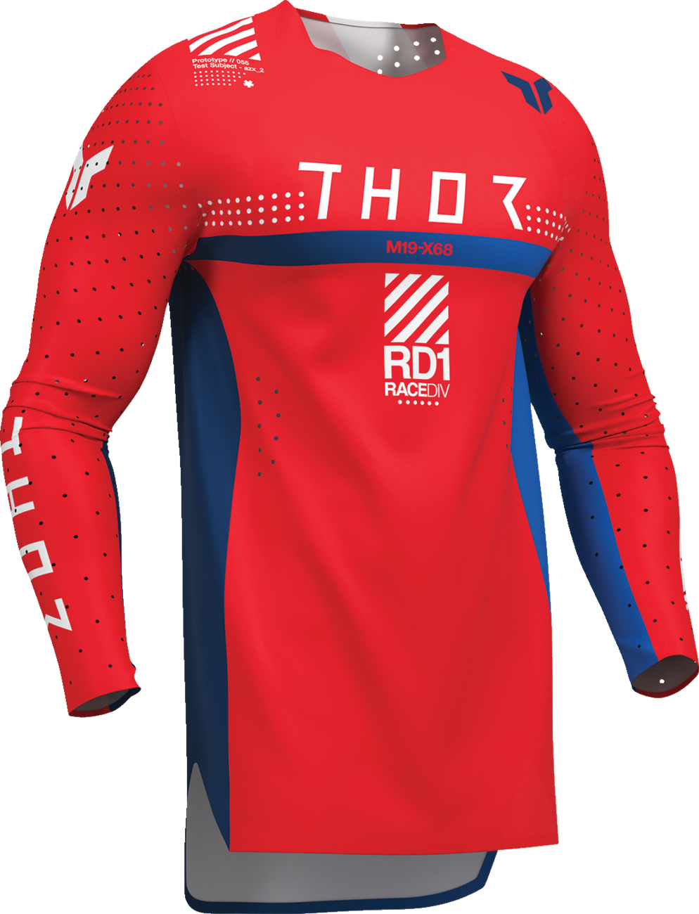 Red THOR Sportmode Synth Jersey in 2XL size, featuring a sleek design and lightweight fabric for motocross riding.