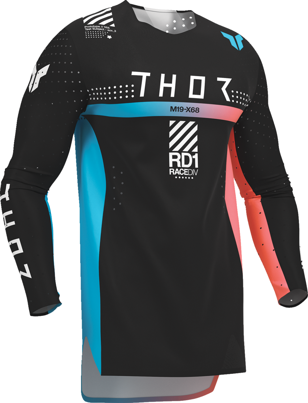 Black THOR Sportmode Synth Jersey in medium size, featuring athletic design and durable fabric for motocross riding.
