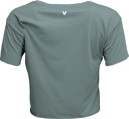 THOR Women's Corp Crop T-Shirt in mineral gray, size XL, featuring a relaxed fit and casual style.