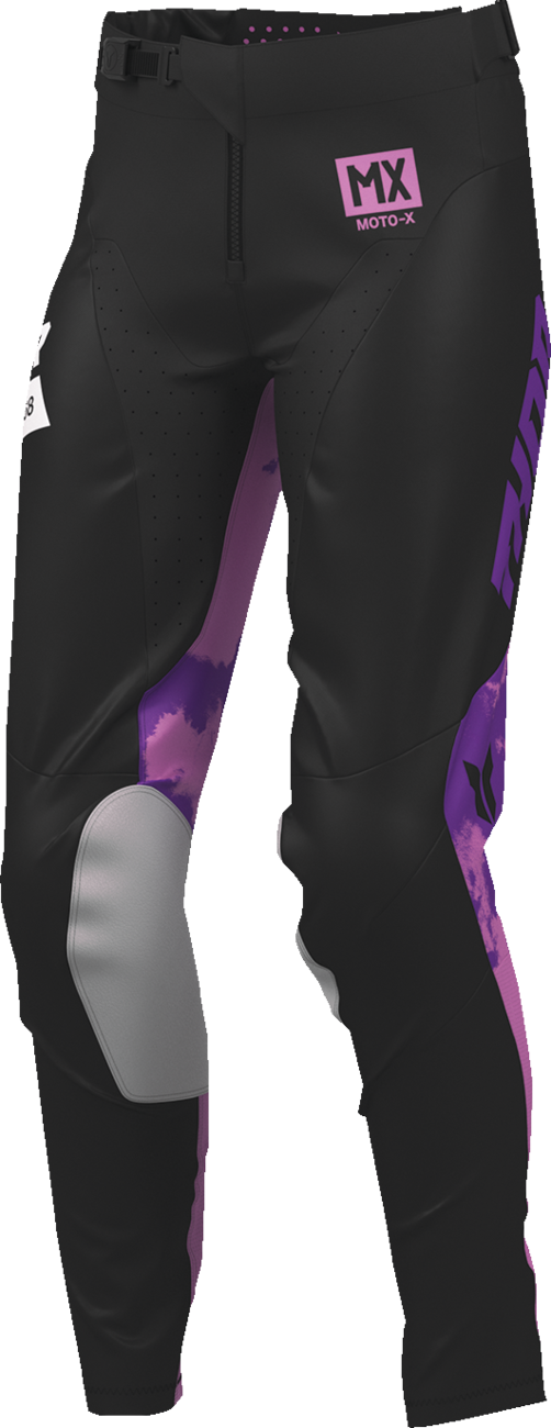 THOR Women's Launchmode Bleach Pants in black and orchid color, US size 00/0, featuring casual, trendy style.