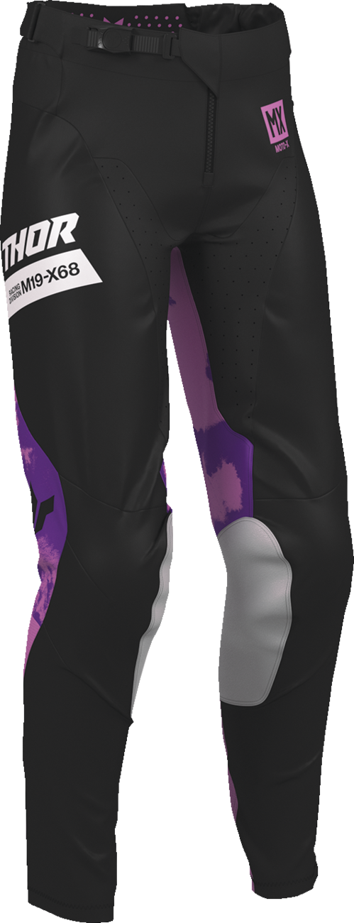 THOR Women’s Launchmode Bleach Pants in black and orchid, US 13/14, featuring a relaxed fit and stylish design.