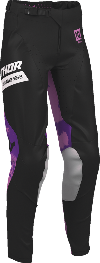 THOR Women’s Launchmode Bleach Pants in black and orchid, US 13/14, featuring a relaxed fit and stylish design.