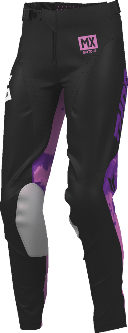 THOR Women's Launchmode Bleach Pants in black and orchid color, US size 13/14, showing the stylish, relaxed-fit design.