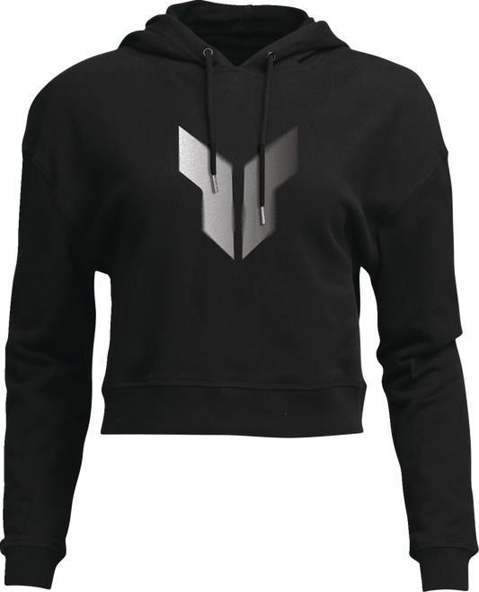 Black THOR women's noise pullover crop hoodie with hood and long sleeves, casual athletic style, part number 3051-1246.