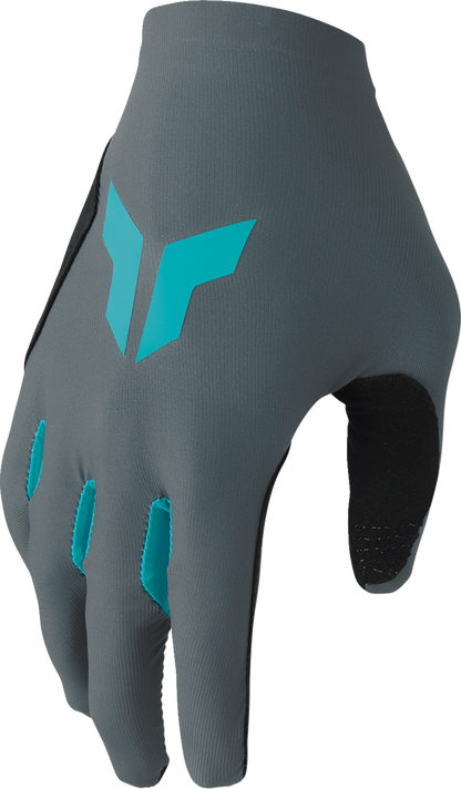 THOR Women's Sportmode Iconic Gloves in gray and aqua, large size, featuring durable fabric and sporty design.