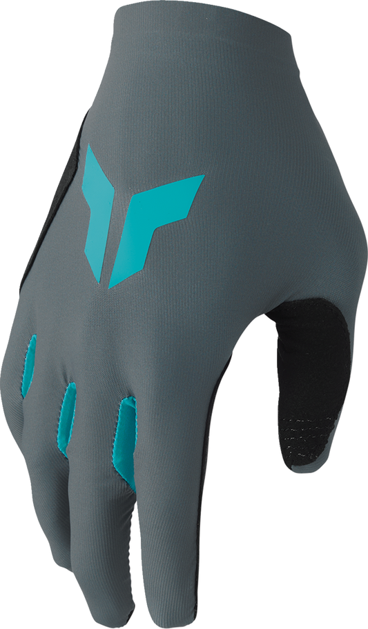 THOR Women's Sportmode Iconic Gloves in gray and aqua, large size, featuring durable fabric and sporty design.