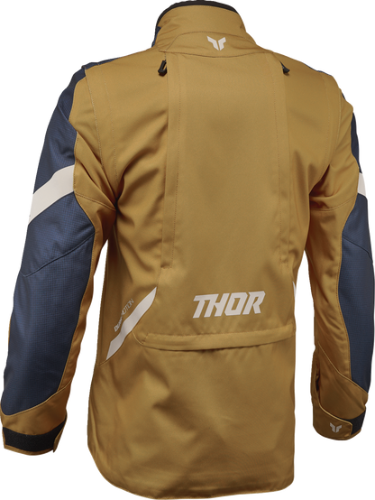 Women’s THOR Terrain Jacket in caramel and midnight, size XS, featuring a durable outdoor jacket design with a sleek style.
