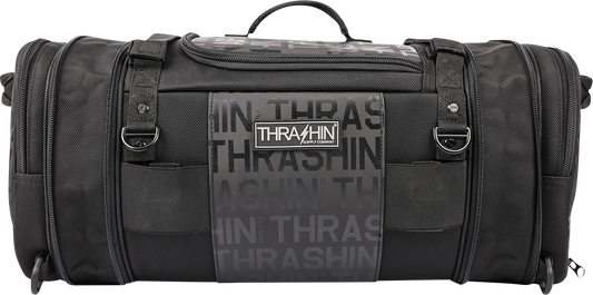 THRASHIN SUPPLY CO. Motorcycle passenger bag with 32L capacity, versatile mounting options, and durable design for riders.