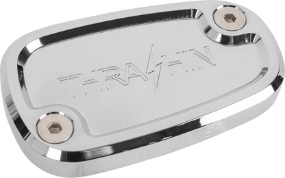 Chrome rear brake reservoir cap for 2018+ Harley Softail by THRASHIN SUPPLY CO., designed for Harley motorcycle brake systems.