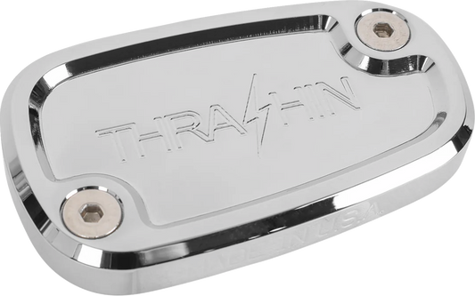 Chrome rear brake reservoir cap for 2018+ Harley Softail by THRASHIN SUPPLY CO., designed for Harley motorcycle brake systems.