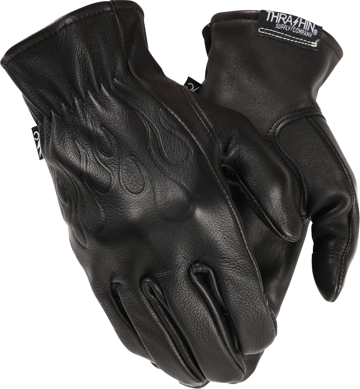 Black Roper leather gloves by THRASHIN SUPPLY CO. in 3XL size, shown with detailed stitching and classic design.
