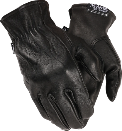 Black Roper leather gloves by THRASHIN SUPPLY CO. in 3XL size, shown with detailed stitching and classic design.