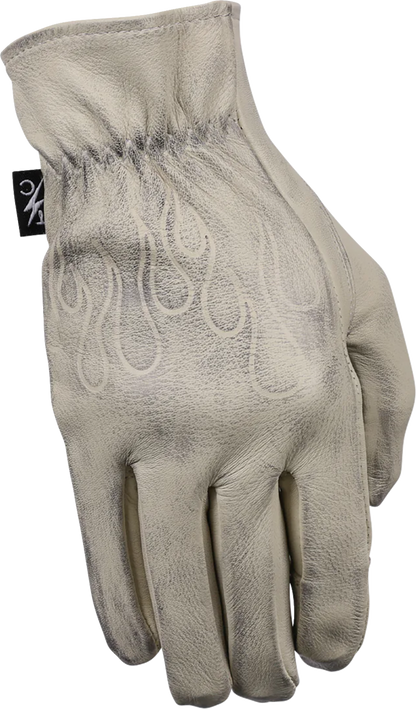Bone white Roper leather gloves by THRASHIN SUPPLY CO. in 3XL size, shown with detailed stitching and classic design.