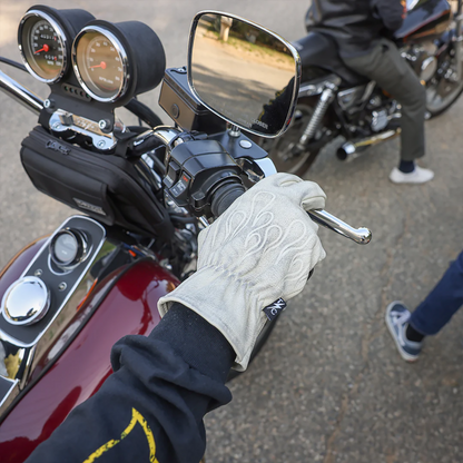 Bone white Roper leather gloves by THRASHIN SUPPLY CO. in 3XL size, featuring detailed stitching and durable leather material.