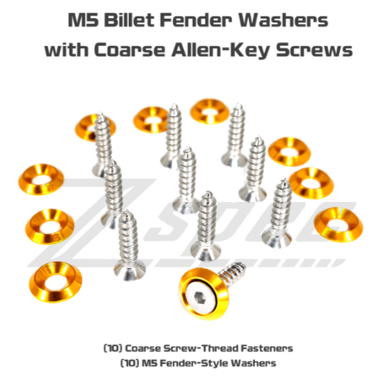 ZSPEC M5x20mm Coarse Fasteners w/Colored Washers, 10-Pack - Howling Moto