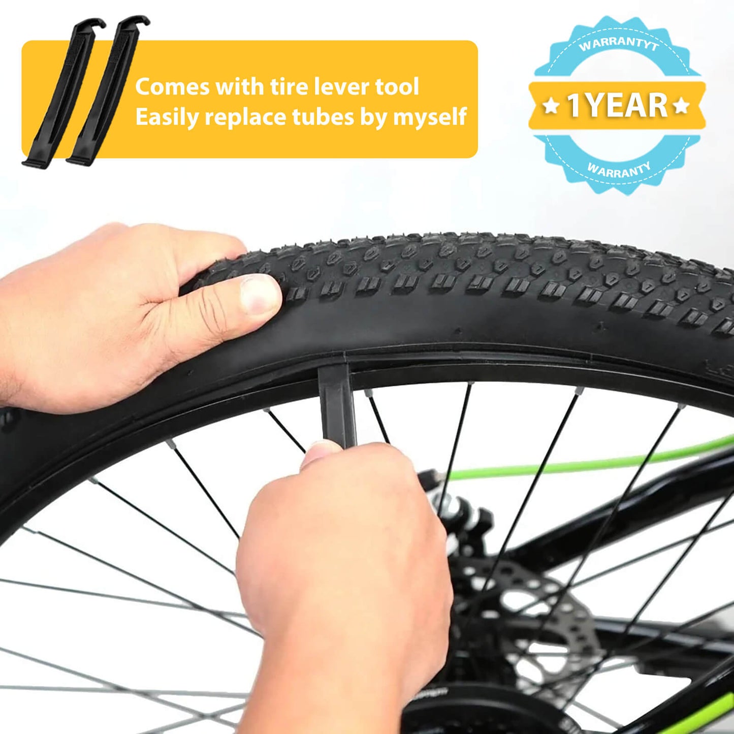 Hycline bike tire levers for 20-inch and 26-inch fat tire tubes, designed for easy installation and removal.