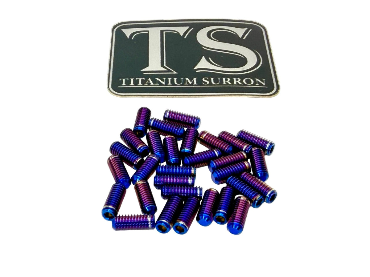 Titanium Grade 5 grip pins for KyVex E-Moto foot pegs, anodized titanium bolts by Titanium Surron, available in various pack sizes