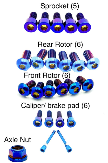 Titanium Front and Rear Wheel Bolt Kit - Howling Moto