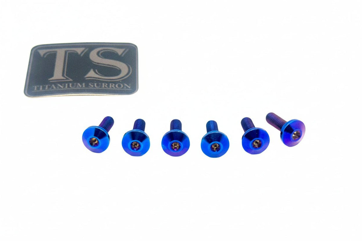 Titanium Surron green front rotor bolts for light e-moto, Grade 5 6AL-4V titanium bolts for Segway, Talaria, and more.