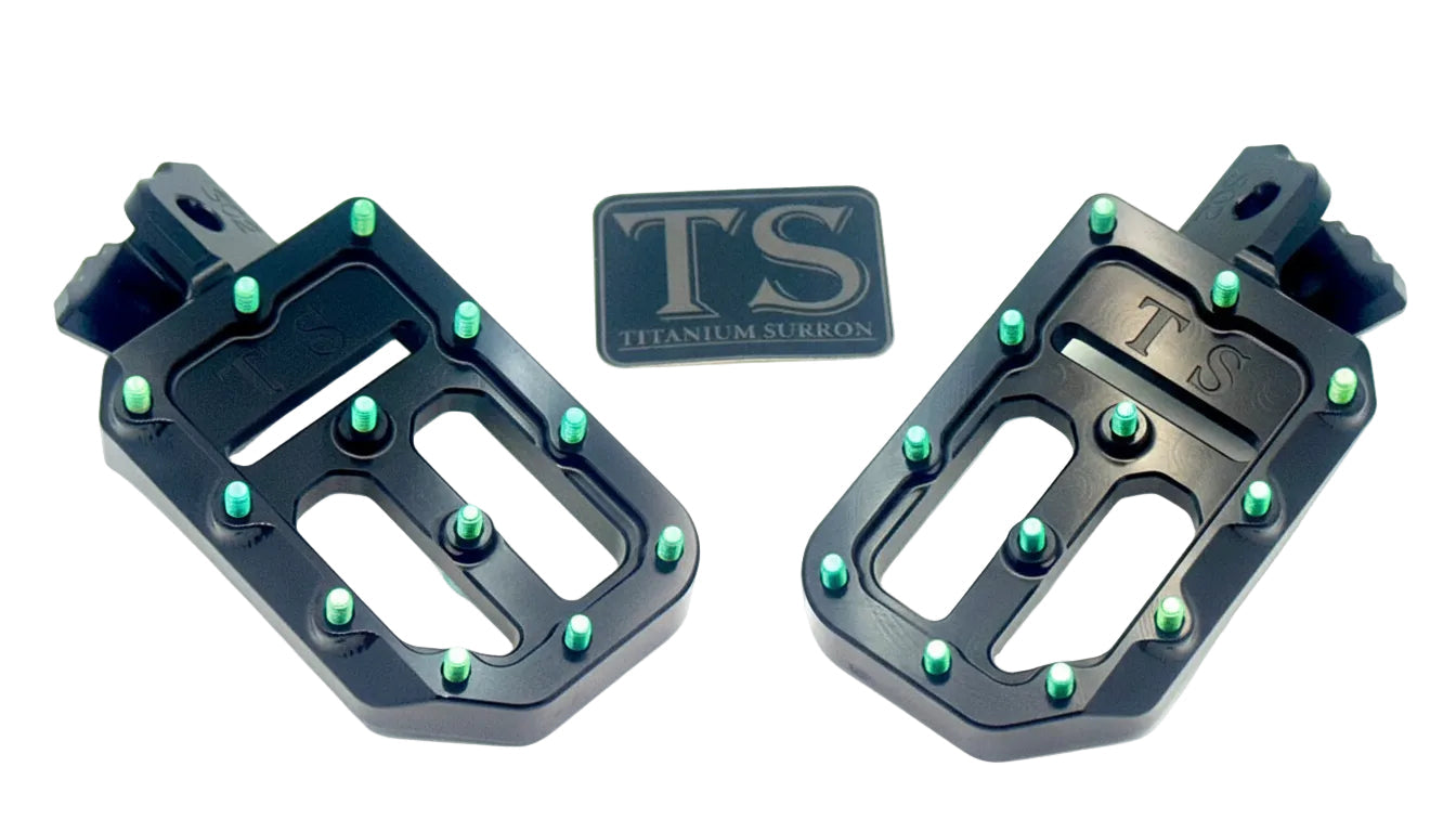 TS Foot Pegs W/ Titanium Grips for Most E-moto - Howling Moto