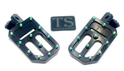 TS Foot Pegs W/ Titanium Grips for Most E-moto - Howling Moto