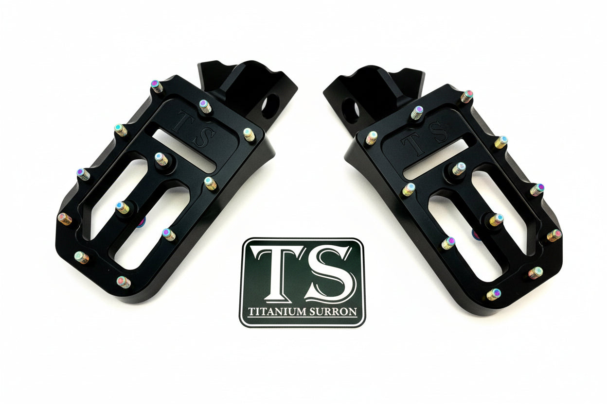 TS Foot Pegs W/ Titanium Grips for Most E-moto - Howling Moto