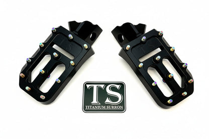TS Foot Pegs W/ Titanium Grips for Most E-moto - Howling Moto