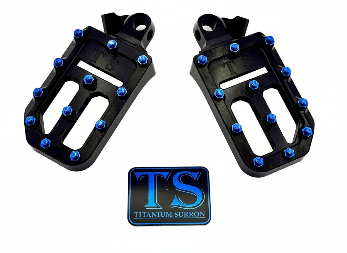 TS Foot Pegs W/ Titanium Grips for Most E-moto - Howling Moto