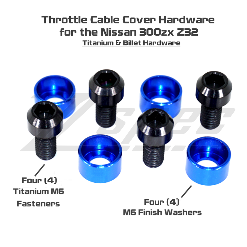 ZSPEC Throttle Cable Cover Fasteners for '90-96 Nissan 300zx Z32, Titanium & Billet - Howling Moto
