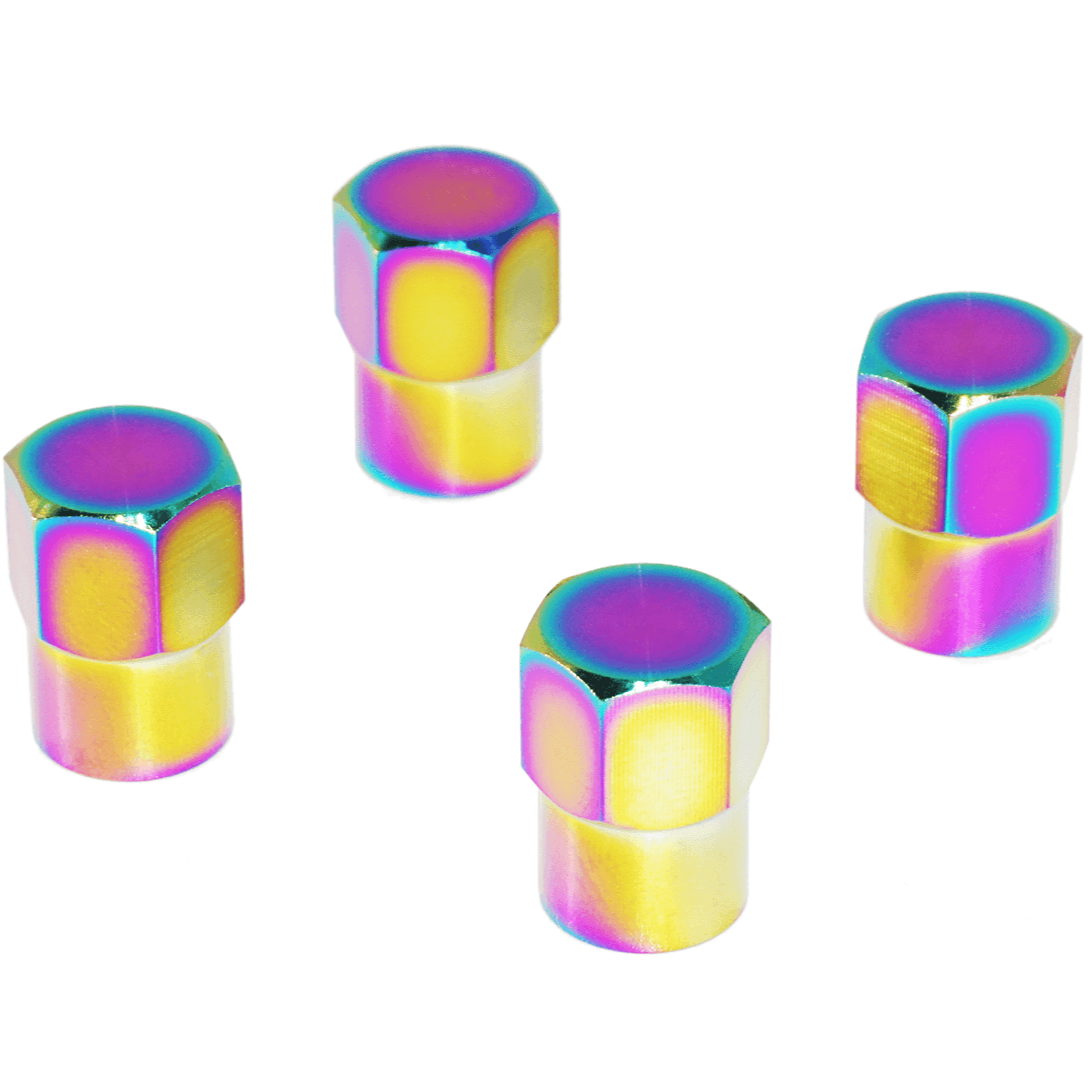 Titanium Tire Cap Set, Universal for Valve Stem Caps on Cars & Bikes, Grade-5 Titanium - Howling Moto