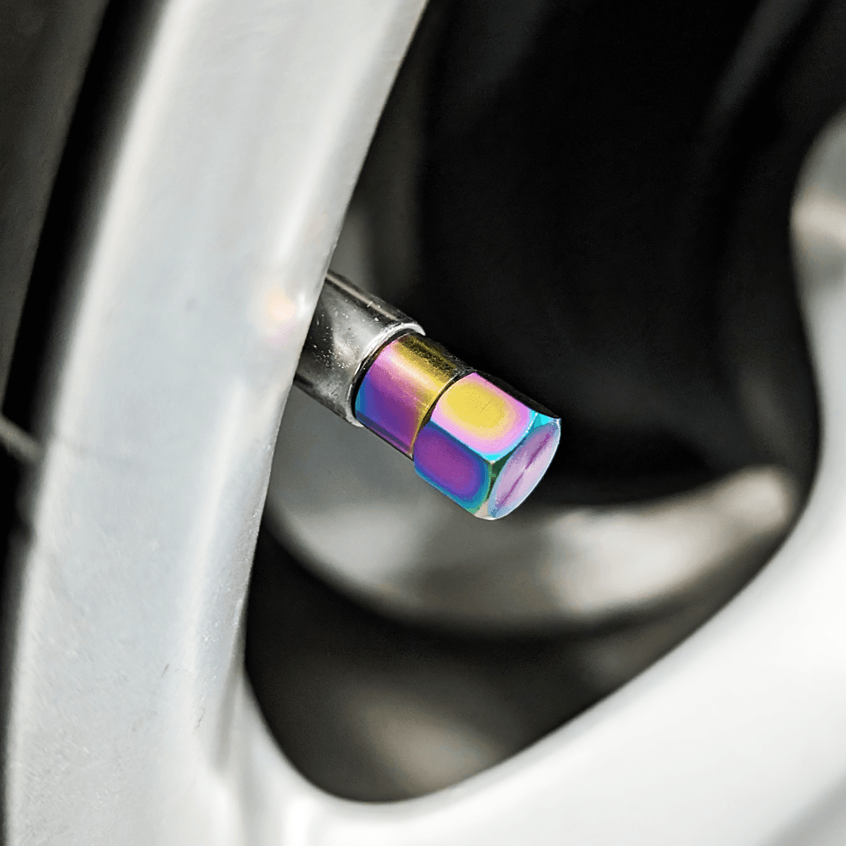 Titanium Tire Cap Set, Universal for Valve Stem Caps on Cars & Bikes, Grade-5 Titanium - Howling Moto