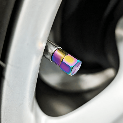 Titanium Tire Cap Set, Universal for Valve Stem Caps on Cars & Bikes, Grade-5 Titanium - Howling Moto