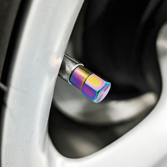 Titanium Tire Cap Set, Universal for Valve Stem Caps on Cars & Bikes, Grade-5 Titanium - Howling Moto
