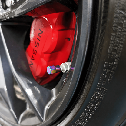 Titanium Tire Cap Set, Universal for Valve Stem Caps on Cars & Bikes, Grade-5 Titanium - Howling Moto