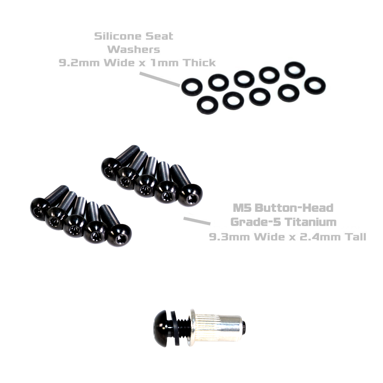 ZSPEC Button-Head Body Kit Fastener, M5x20mm w/ Rivet Nut, Titanium, Per Each - Howling Moto