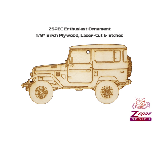 ZSPEC Laser-Engraved Wood Ornament, Style: Toyota FJ40 Landcruiser, Birch - Howling Moto