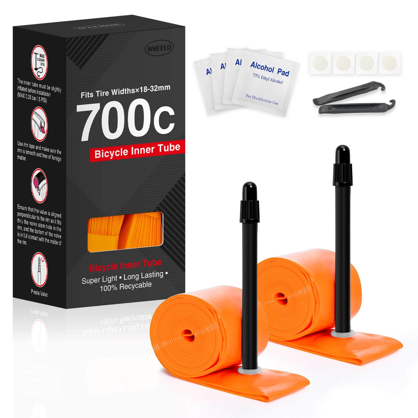 Hycline TPU Road Bike Tube for 700C×18C-32C tires, showing the durable inner tube for road cycling.