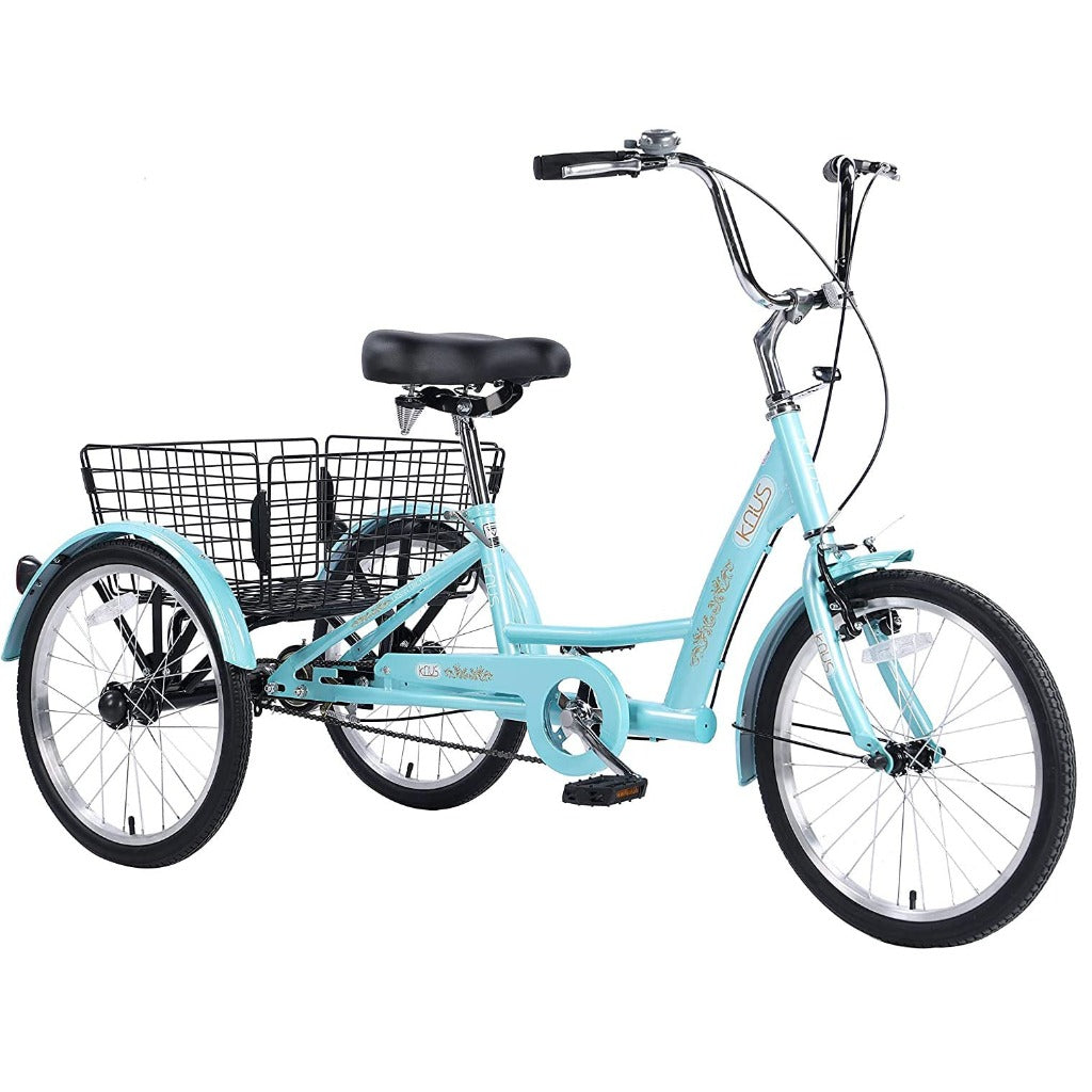 Hycline Knus KT03 26-inch adult tricycle with blue frame, three wheels, and comfortable seating for stable ride.