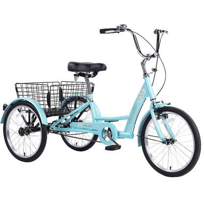 Hycline Knus KT03 26-inch adult tricycle with blue frame, three wheels, and comfortable seating for stable ride.