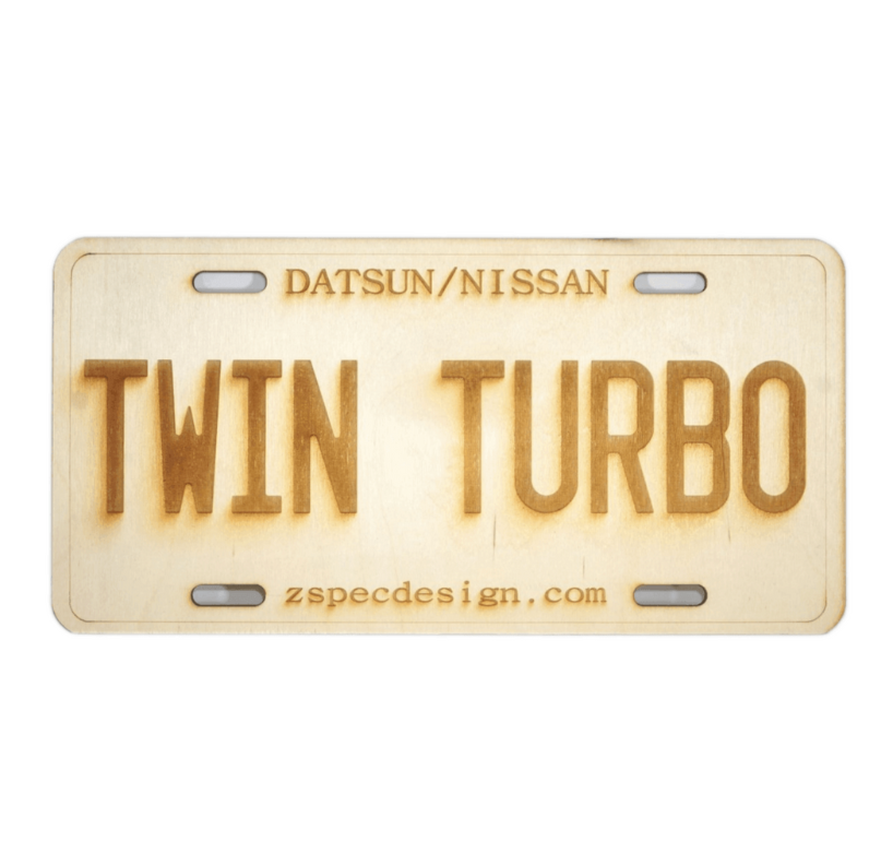 ZSPEC Nissan "Twin Turbo" License Plate, Birch, Ornamental - Howling Moto