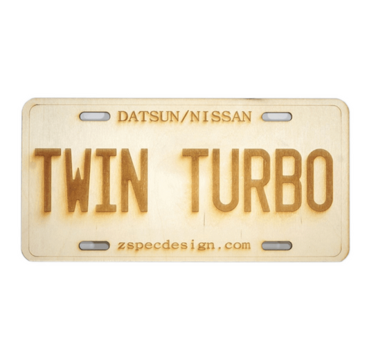 ZSPEC Nissan "Twin Turbo" License Plate, Birch, Ornamental - Howling Moto