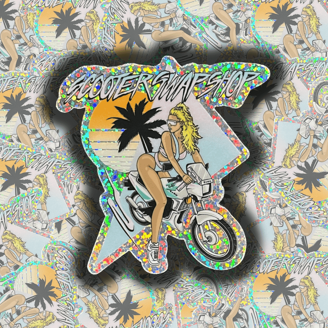 Uzi Chick Glitter Sticker - Howling Moto